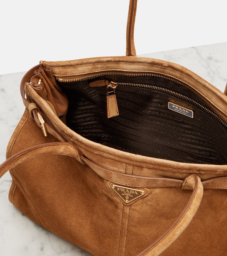 Prada Bonnie Large Suede Tote Bag In Brown