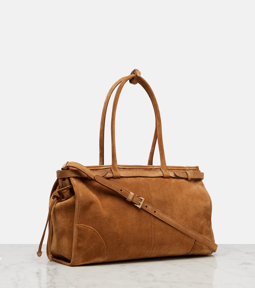 Prada Bonnie Large Suede Tote Bag In Brown