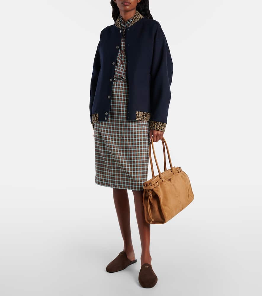 Prada Bonnie Large Suede Tote Bag In Brown