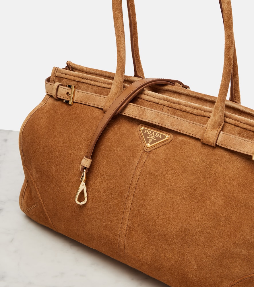Prada Bonnie Large Suede Tote Bag In Brown