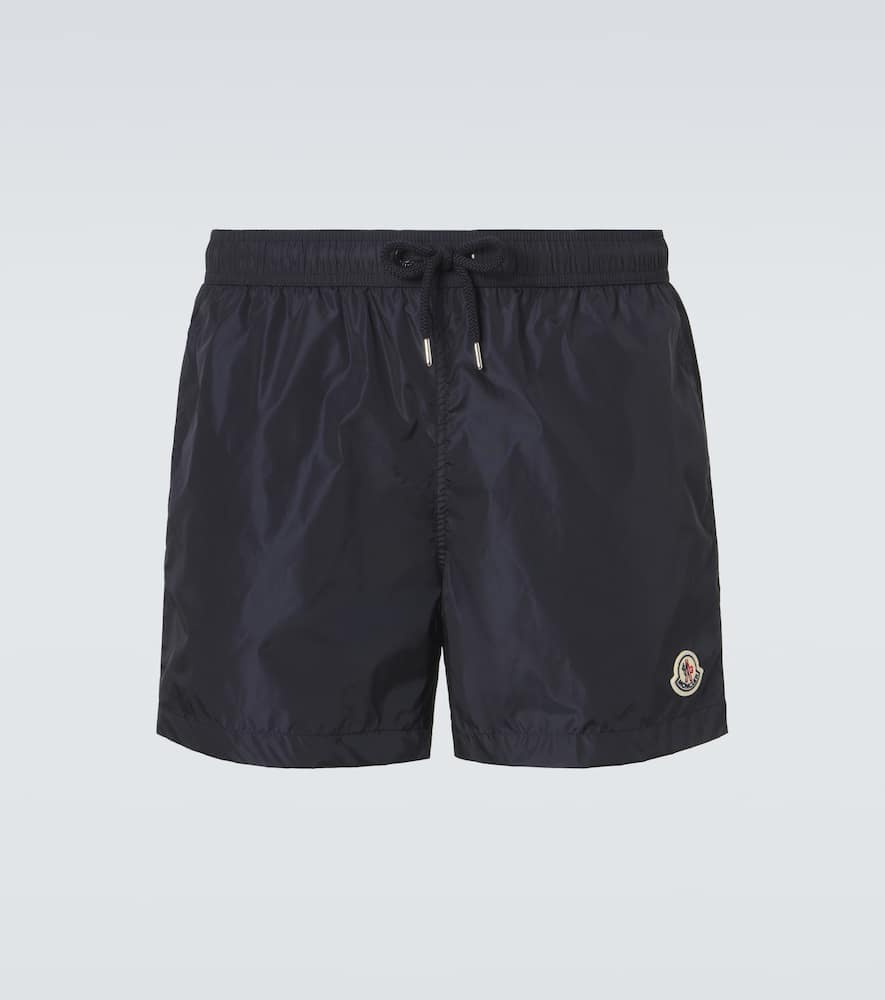 Moncler Logo Swim Trunks In Blue