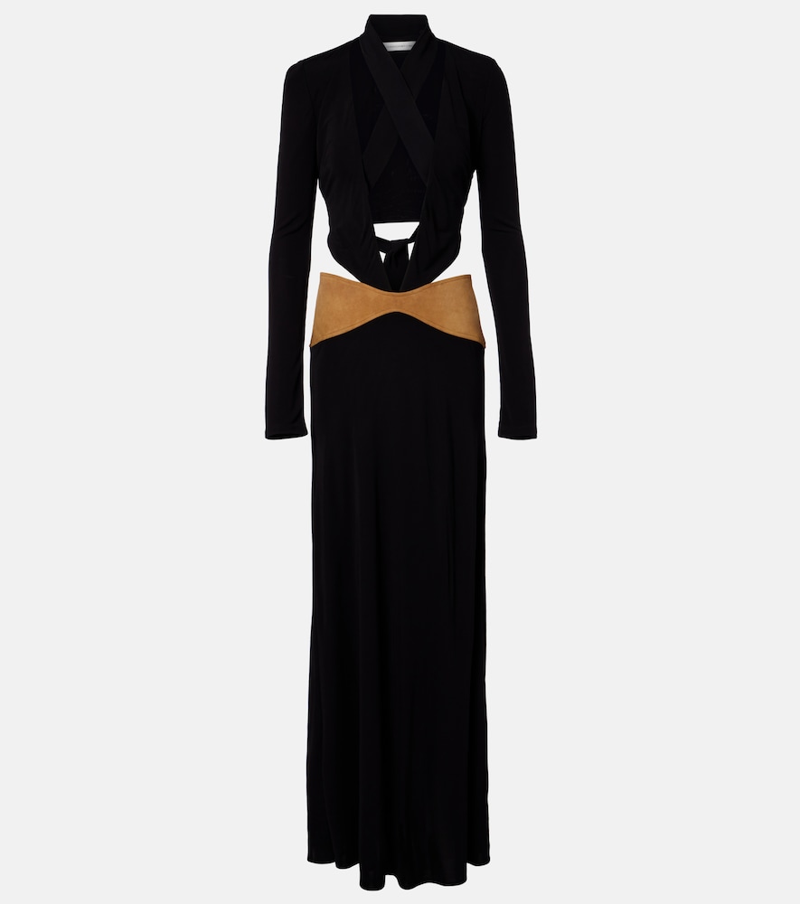 Christopher Esber Contour cutout suede-trimmed jersey gown