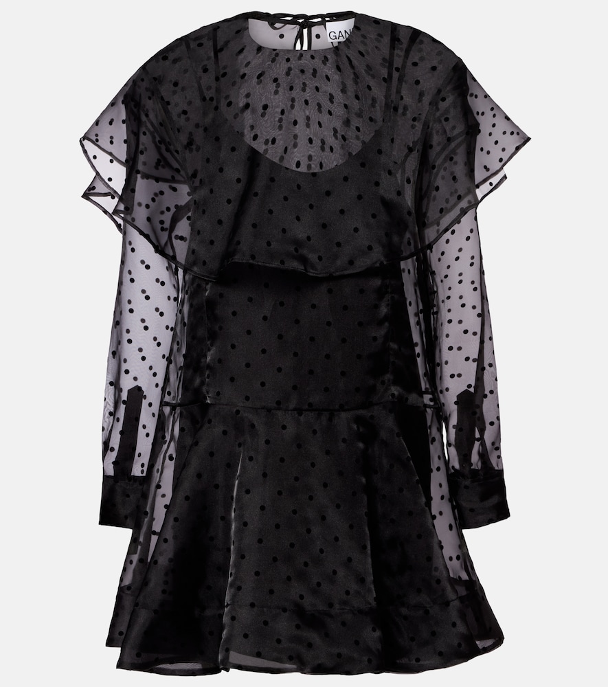 Ganni Women's Black Polka-Dot Organza Minidress UK Size 4 - Mytheresa