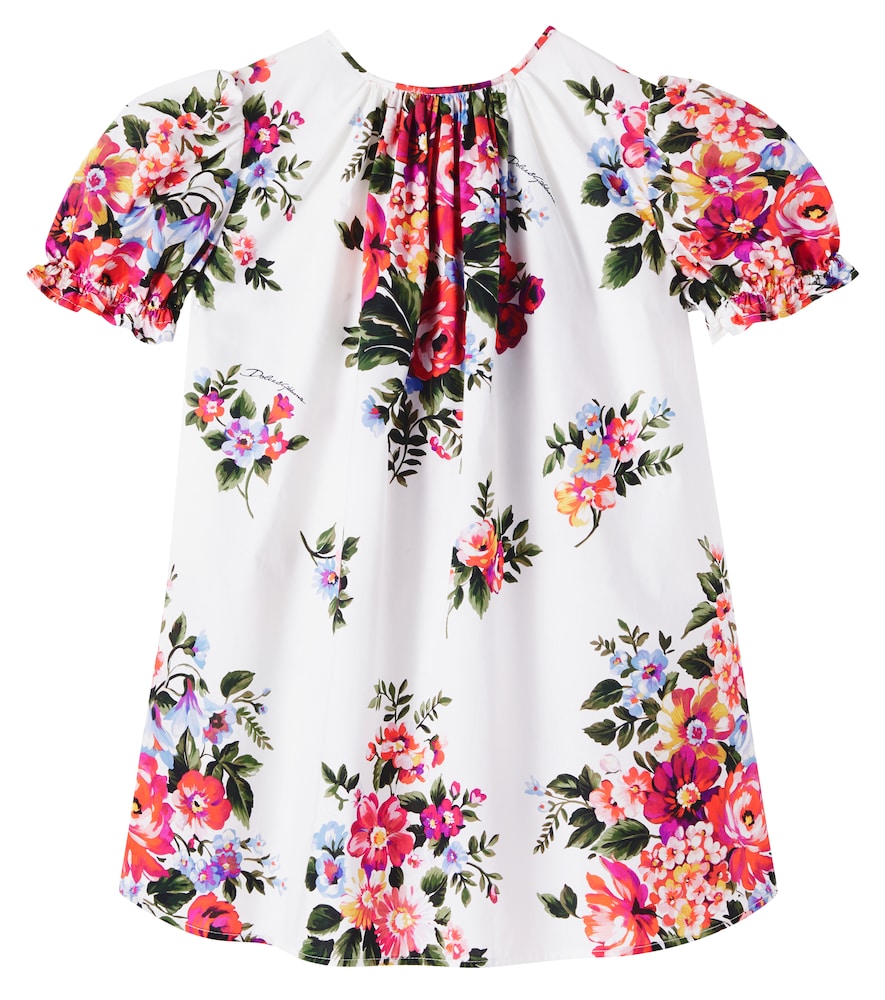 Dolce&Gabbana Kids Multicoloured Floral Cotton Poplin Dress Y Size 4 - Mytheresa