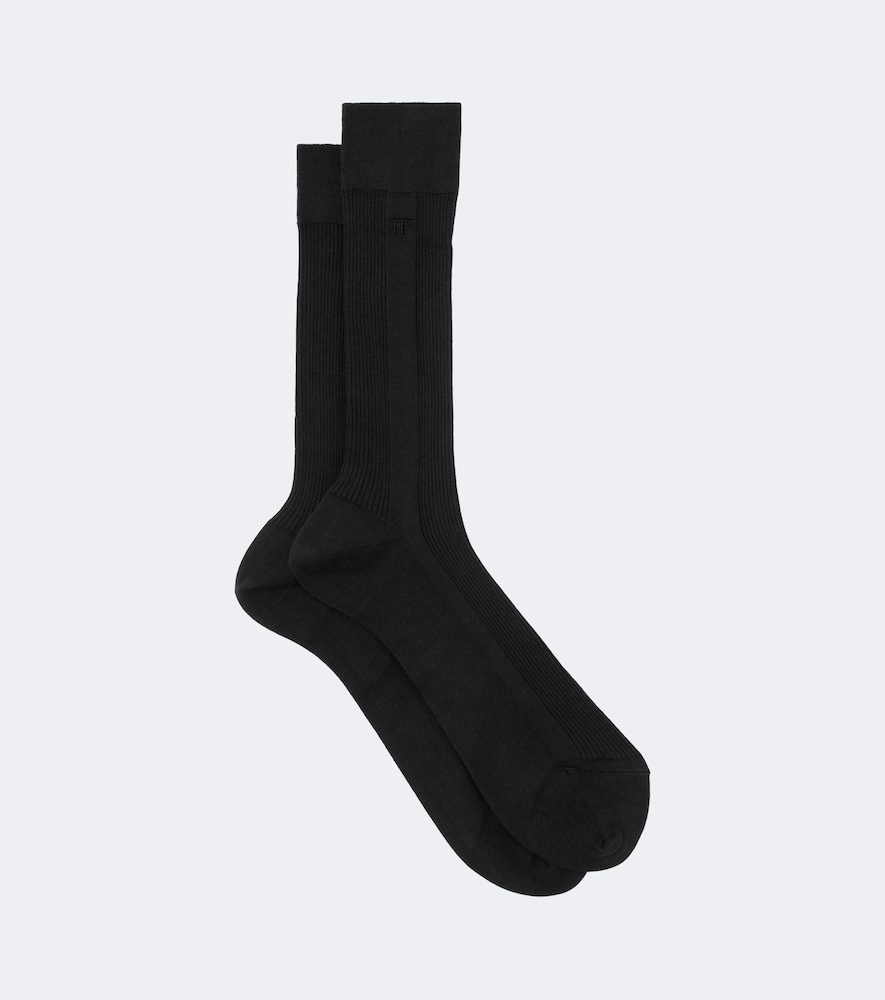 Ribbed-Knit Cotton Socks