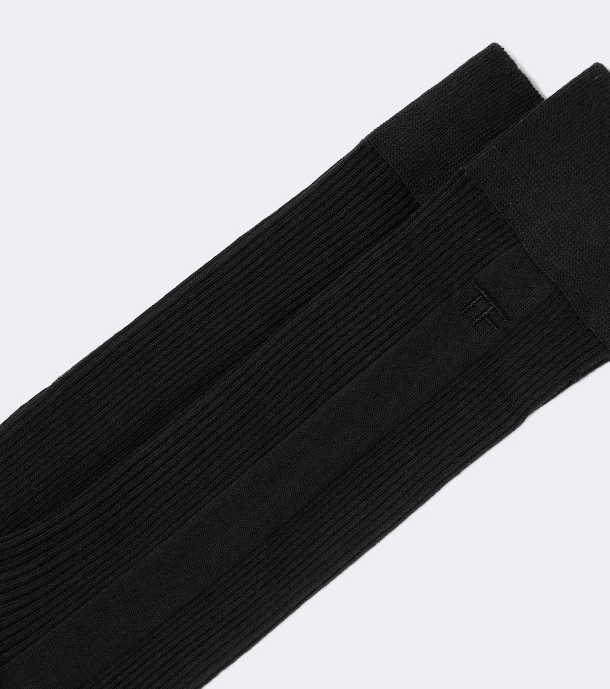 Ribbed-Knit Cotton Socks