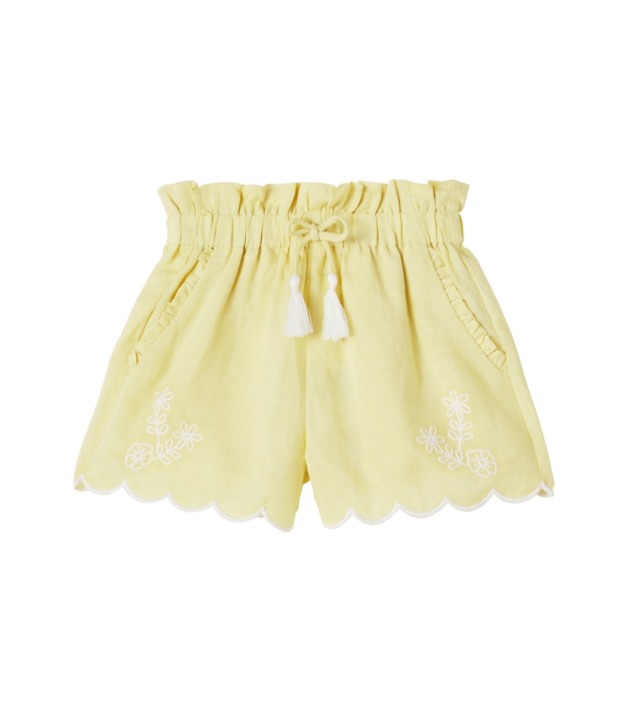 C'era Una Volta Yellow Embroidered Ramie Shorts Y Size 8 - Mytheresa