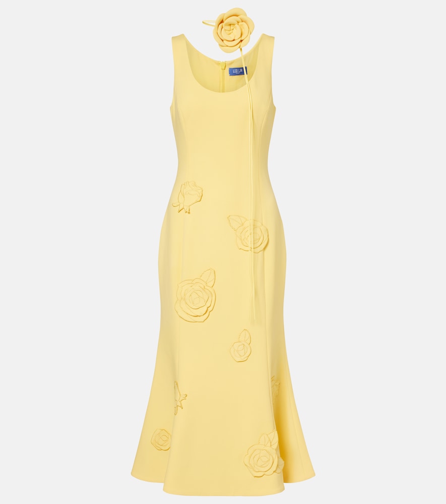 Leo Lin Emily floral-appliqué midi dress