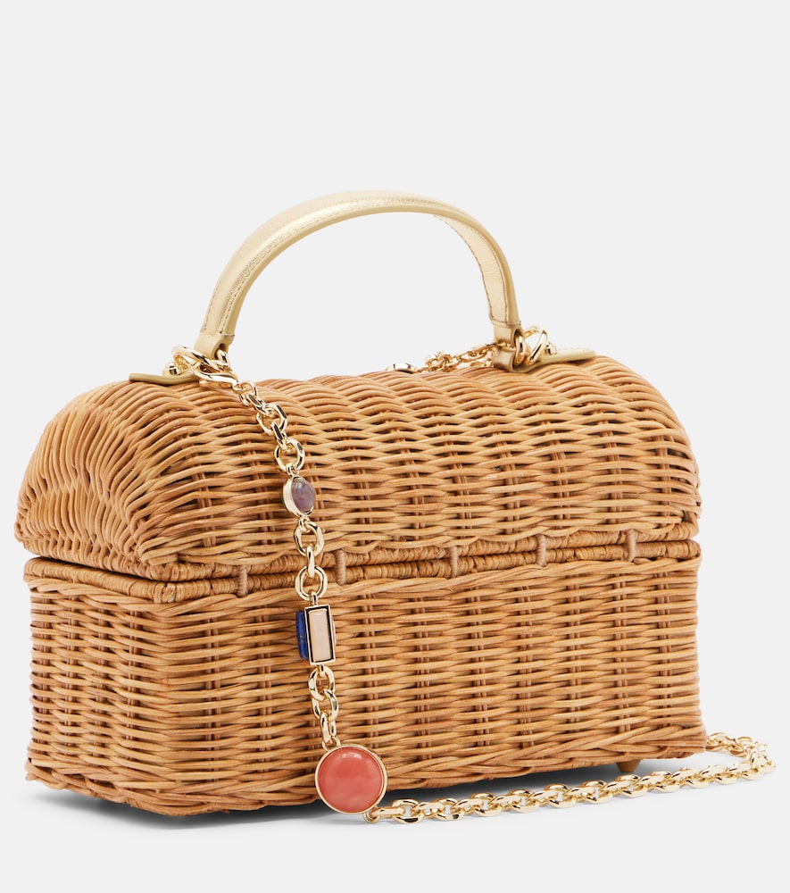  Judith Leiber Couture Judith Leiber Couture Isla Embellished Wicker Top-handle Bag 