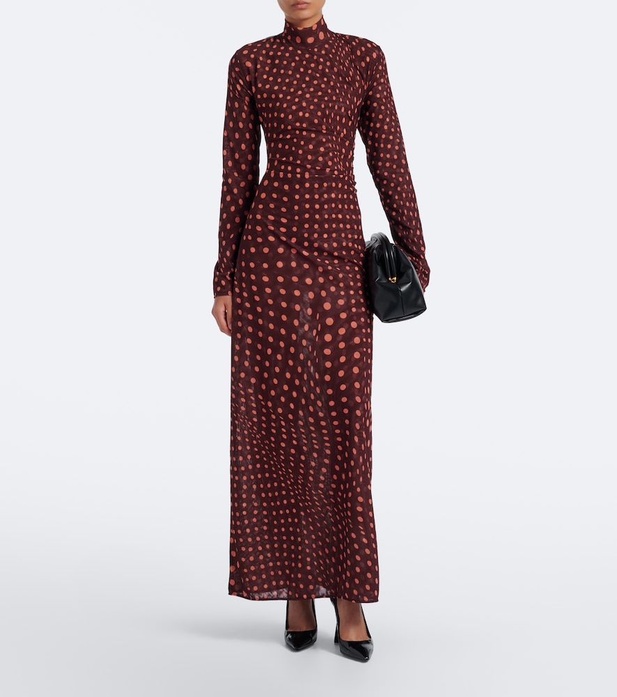 Polka Dot Mesh Maxi Dress