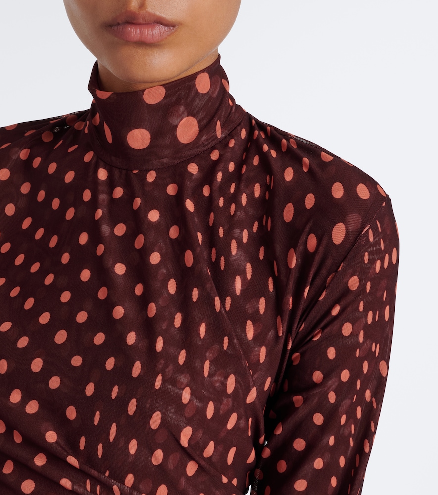 Polka Dot Mesh Maxi Dress