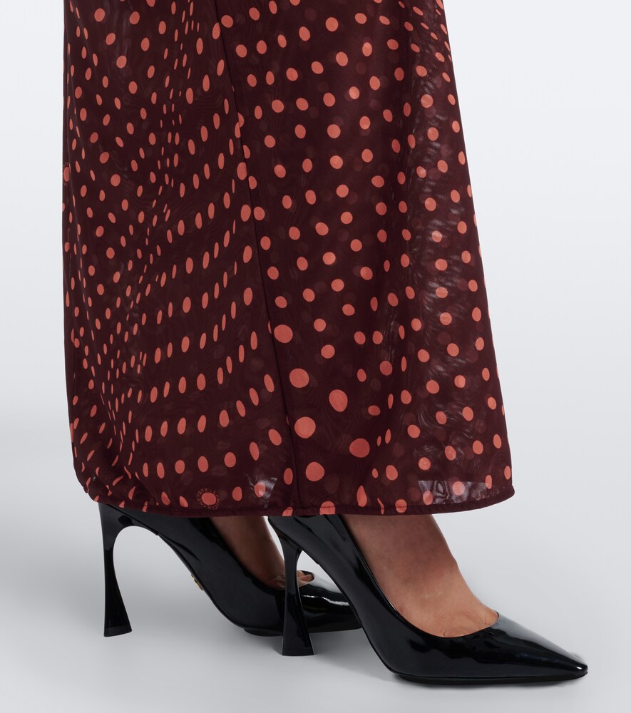 Polka Dot Mesh Maxi Dress