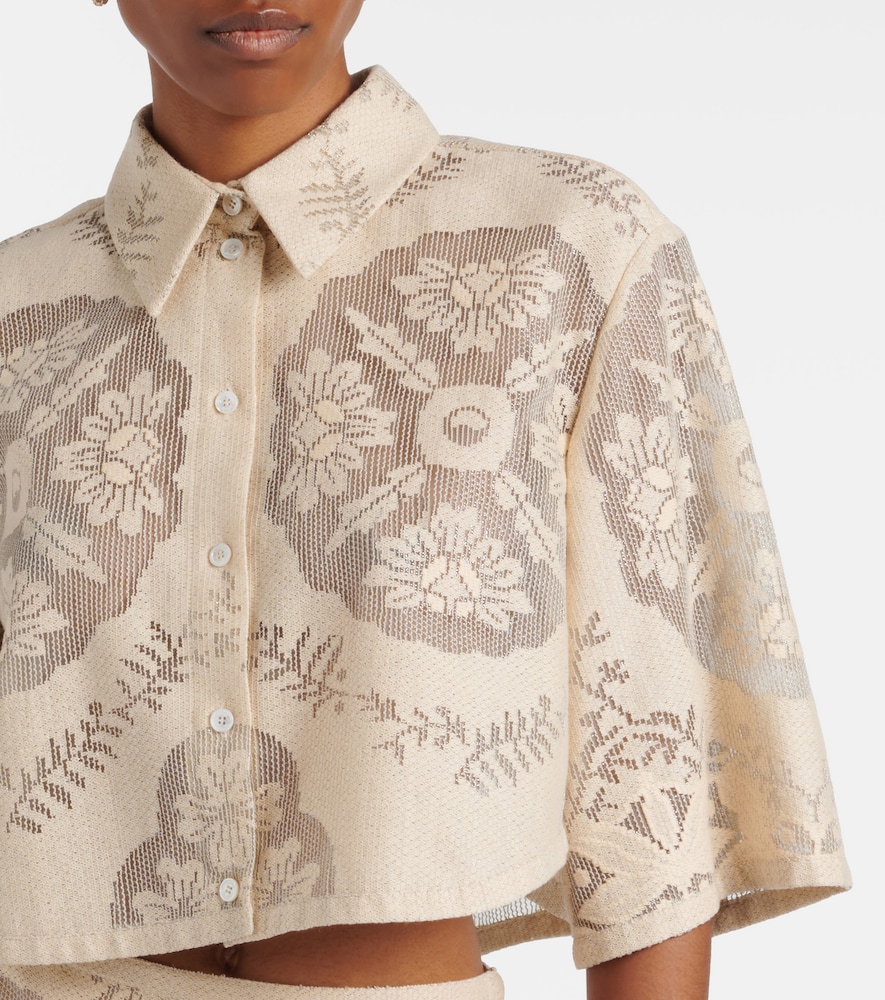 Garavani Floral Cropped Cotton-Blend Shirt