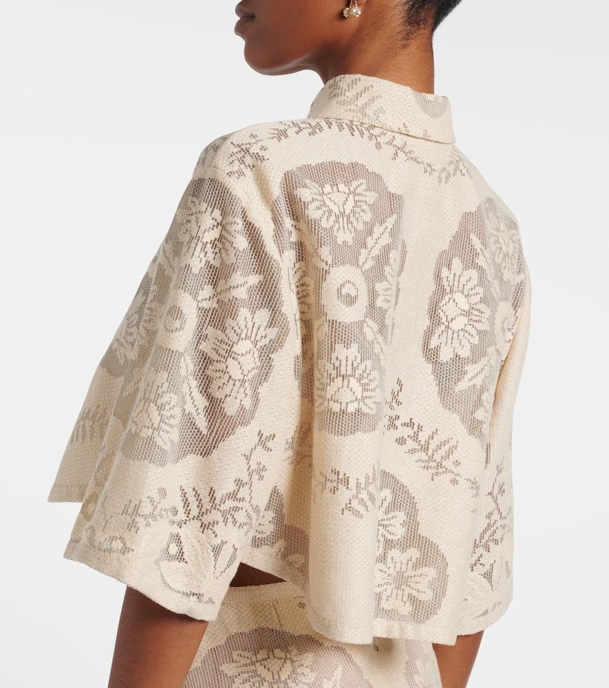 Garavani Floral Cropped Cotton-Blend Shirt