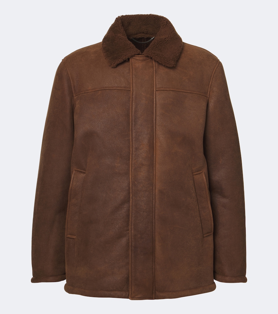 Giacca in pelle con shearling