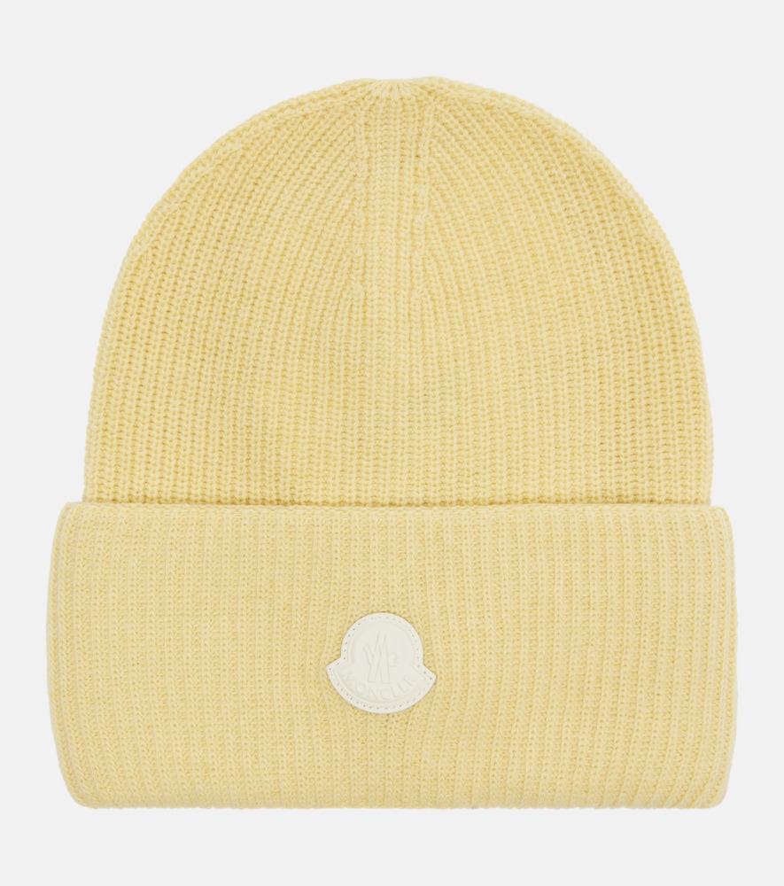 Moncler Women's Yellow Logo Wool And Cashmere Beanie - Mytheresa