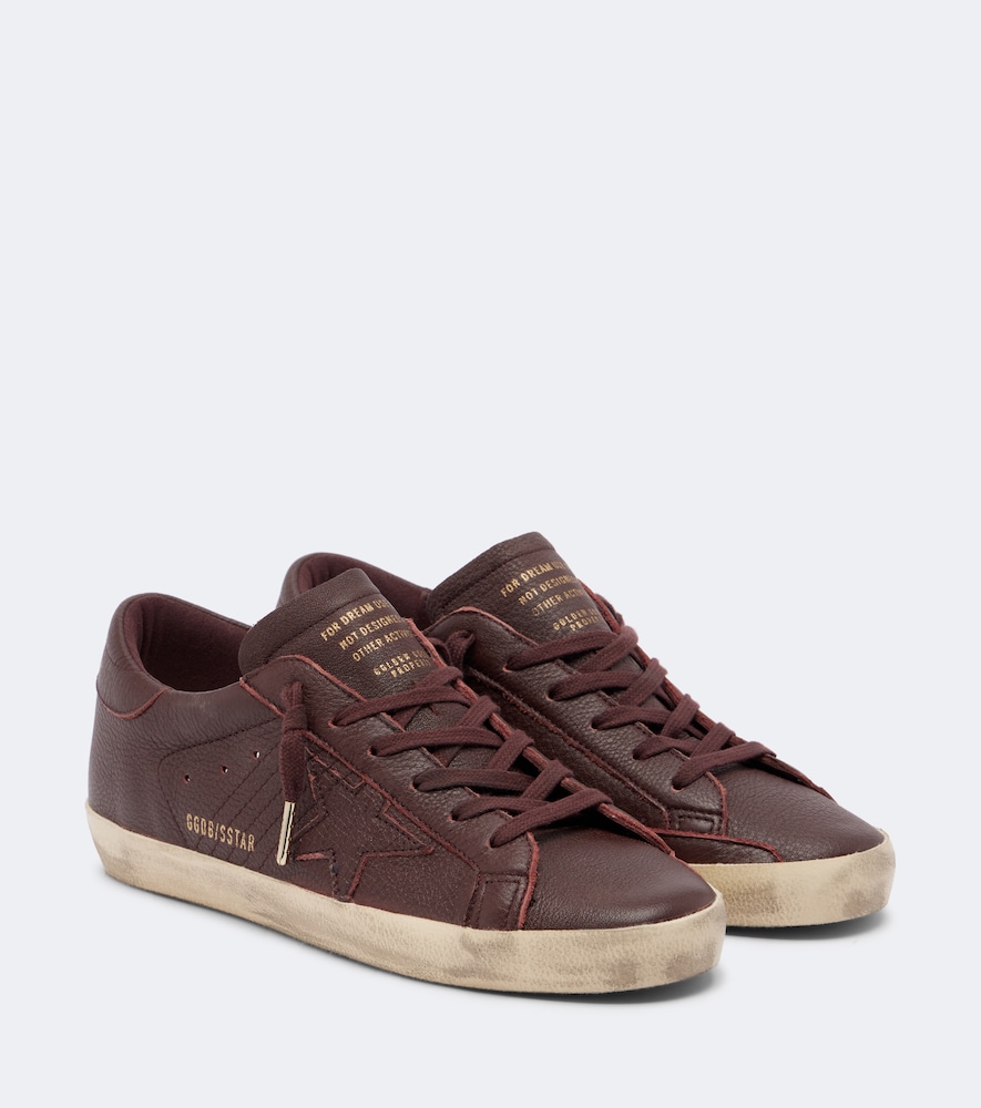 Golden Goose Super-star Leather Sneakers In Burgundy