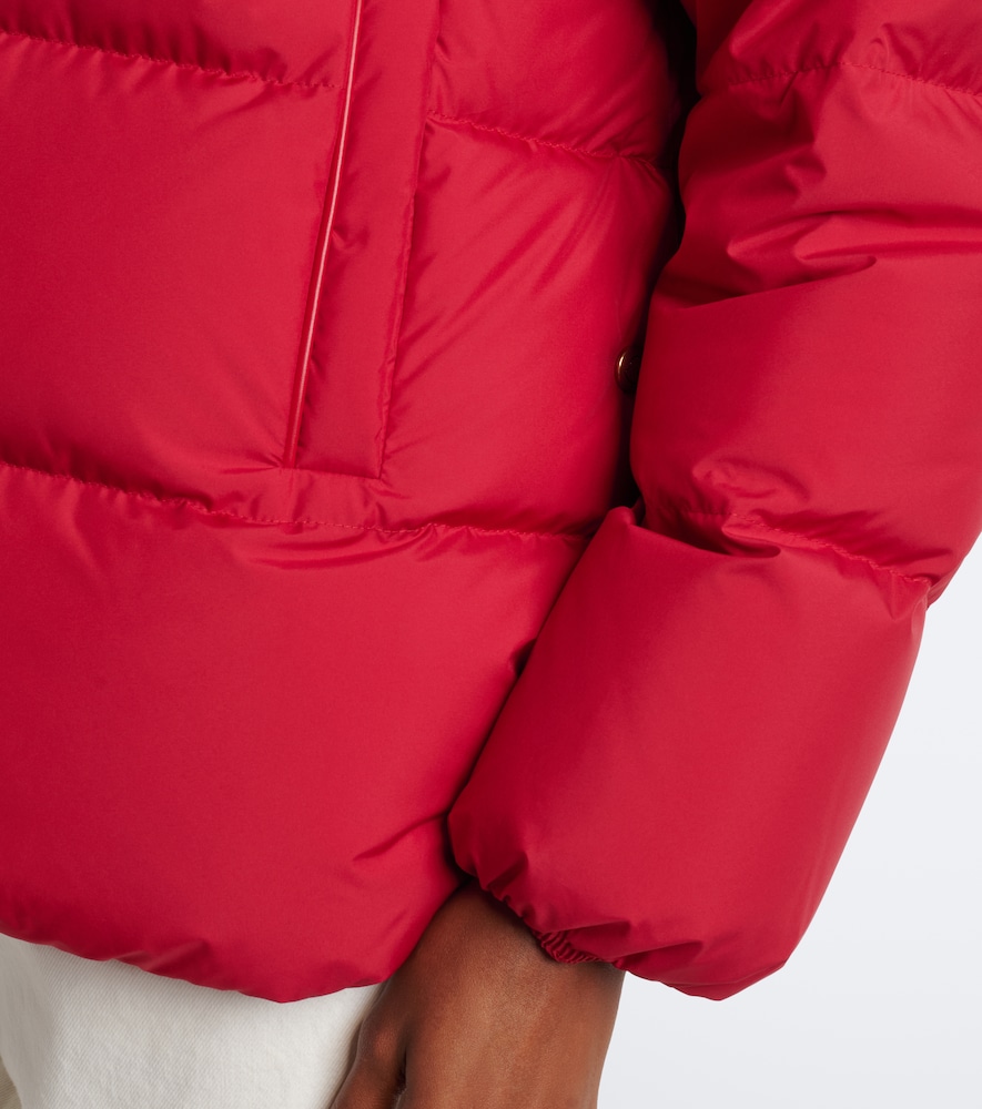 Leather-Trimmed Down Jacket