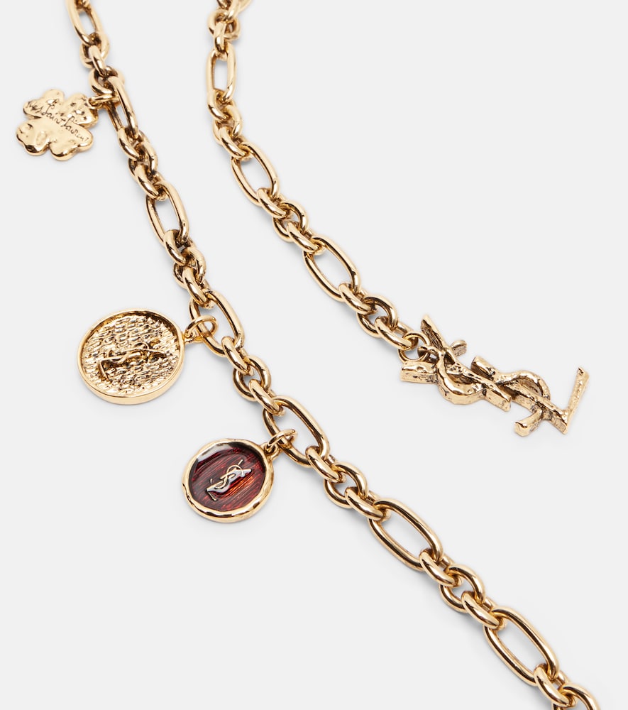  Saint Laurent Saint Laurent Cassandre Embellished Chain Belt 