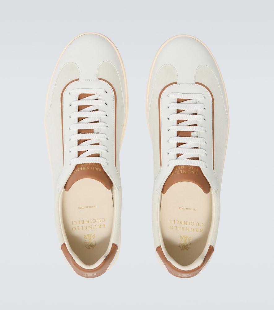  Brunello Cucinelli Brunello Cucinelli Leather-trimmed Suede Sneakers 