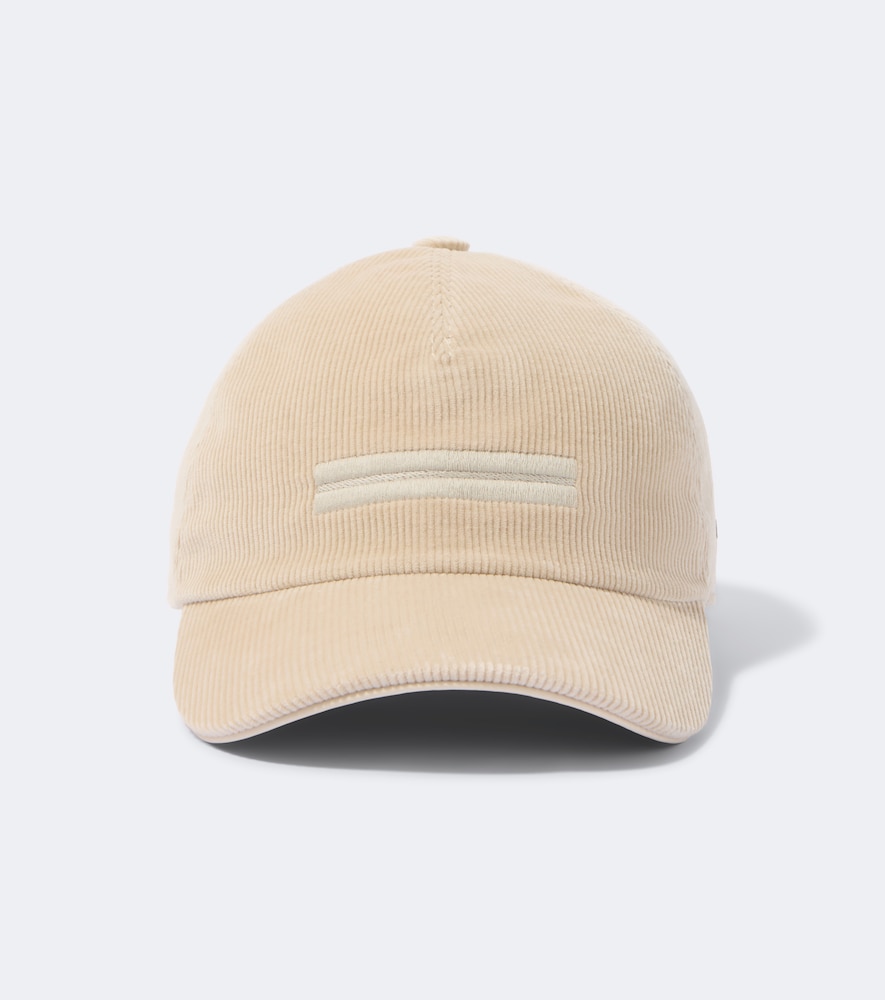 Zegna Leather-trimmed Corduroy Baseball Cap In Brown