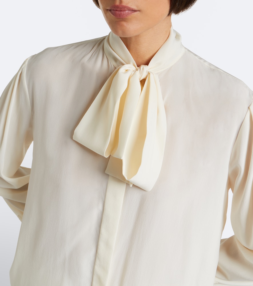 Tie-Neck Silk Crêpe De Chine Blouse