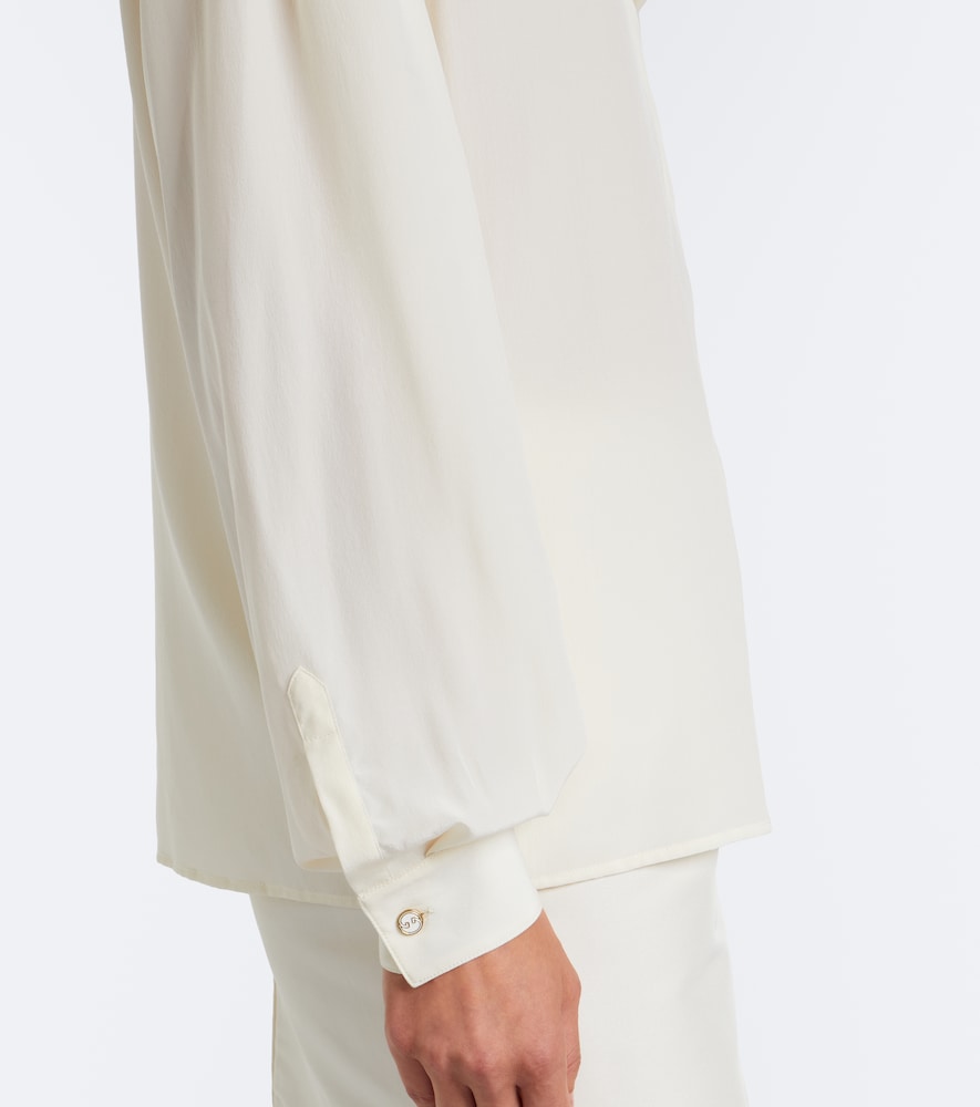 Tie-Neck Silk Crêpe De Chine Blouse