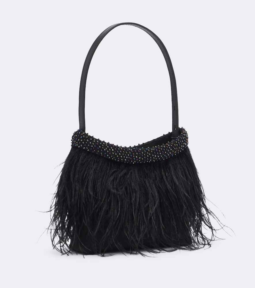 Winslow Feather-Trimmed Shoulder Bag