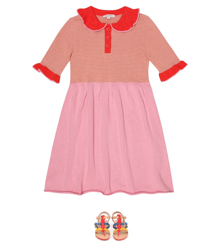 Caramel Kids' Portobello Striped Cotton Dress In Pink ModeSens