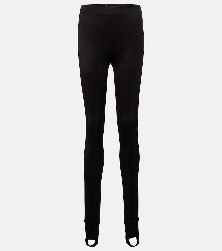 Prada Women's Black High-Rise Stretch-Jersey Stirrup Leggings UK Size 16 - Mytheresa