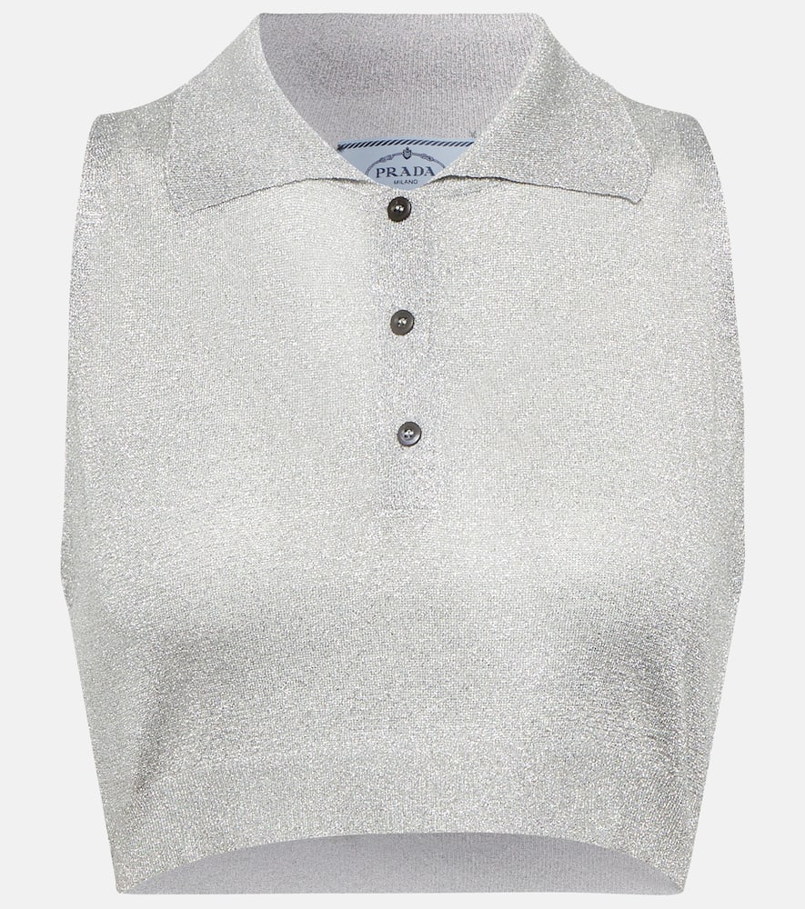 Prada Metallic knit crop top