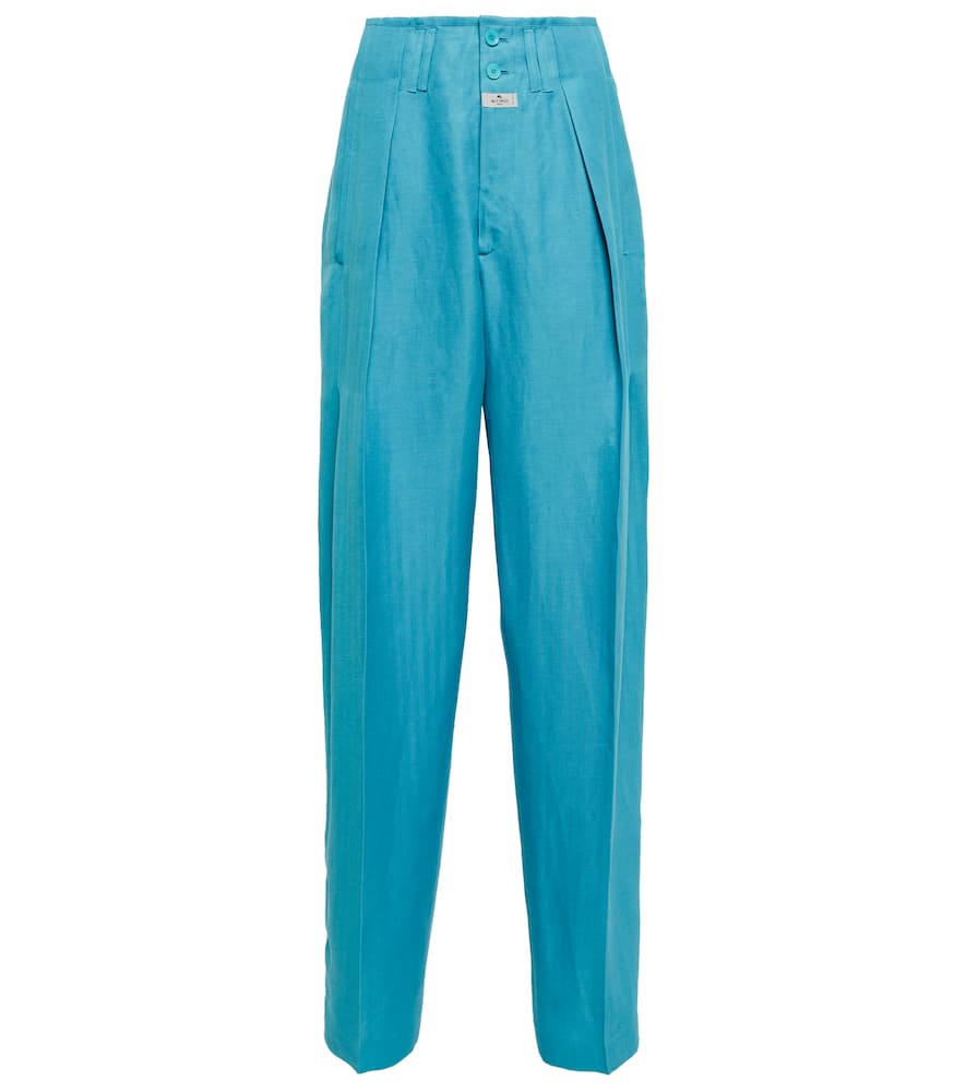 Etro High-rise linen and silk pants