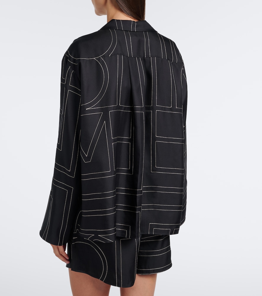 Logo-Embroidered Silk Shirt