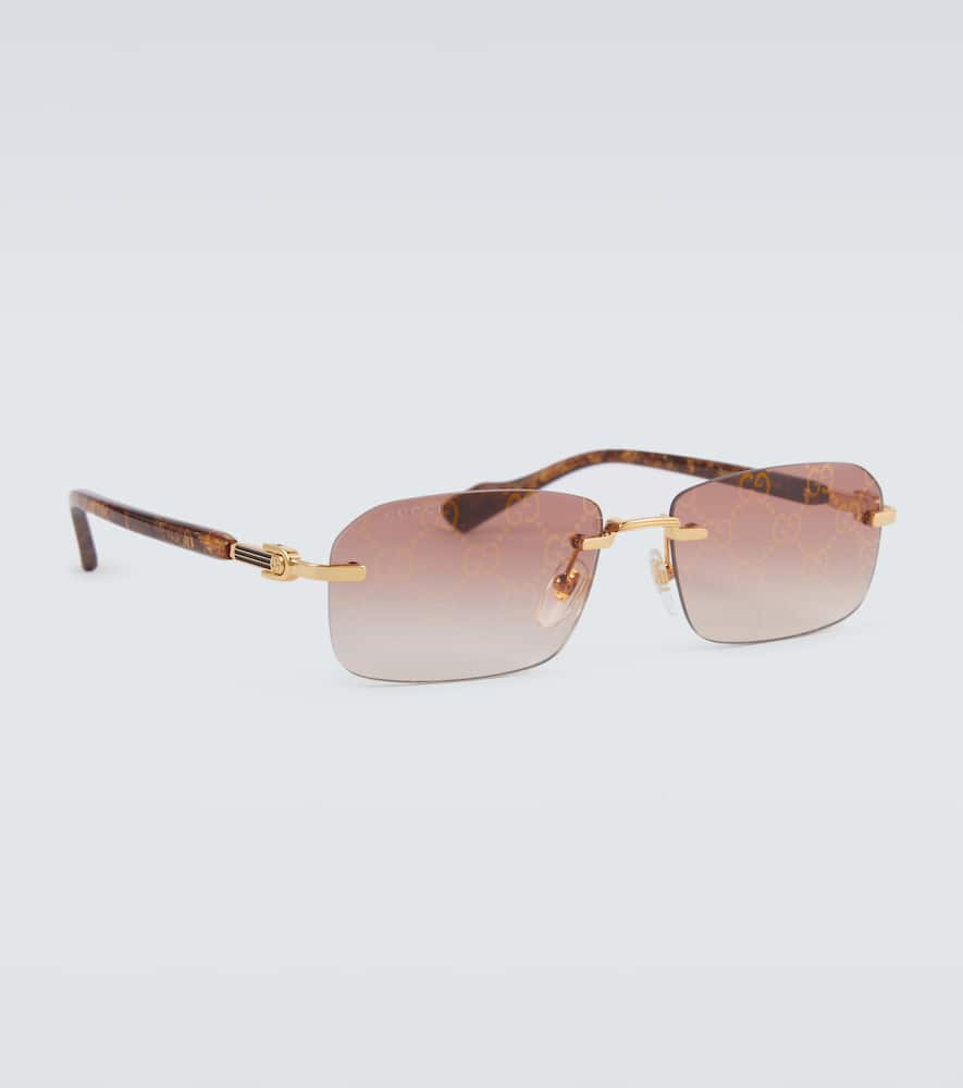 Gucci Gg Rectangular Sunglasses In Gold-yellow-red