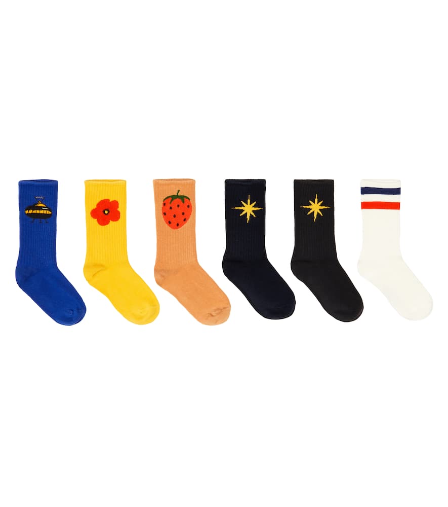 Mini Rodini Set of 6 printed cotton-blend socks