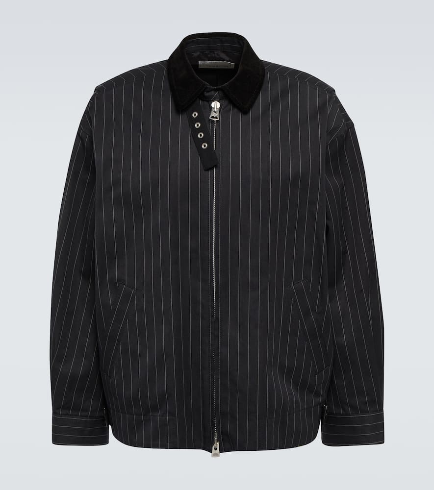 Sacai Navy Pinstriped Jacket In Navy
