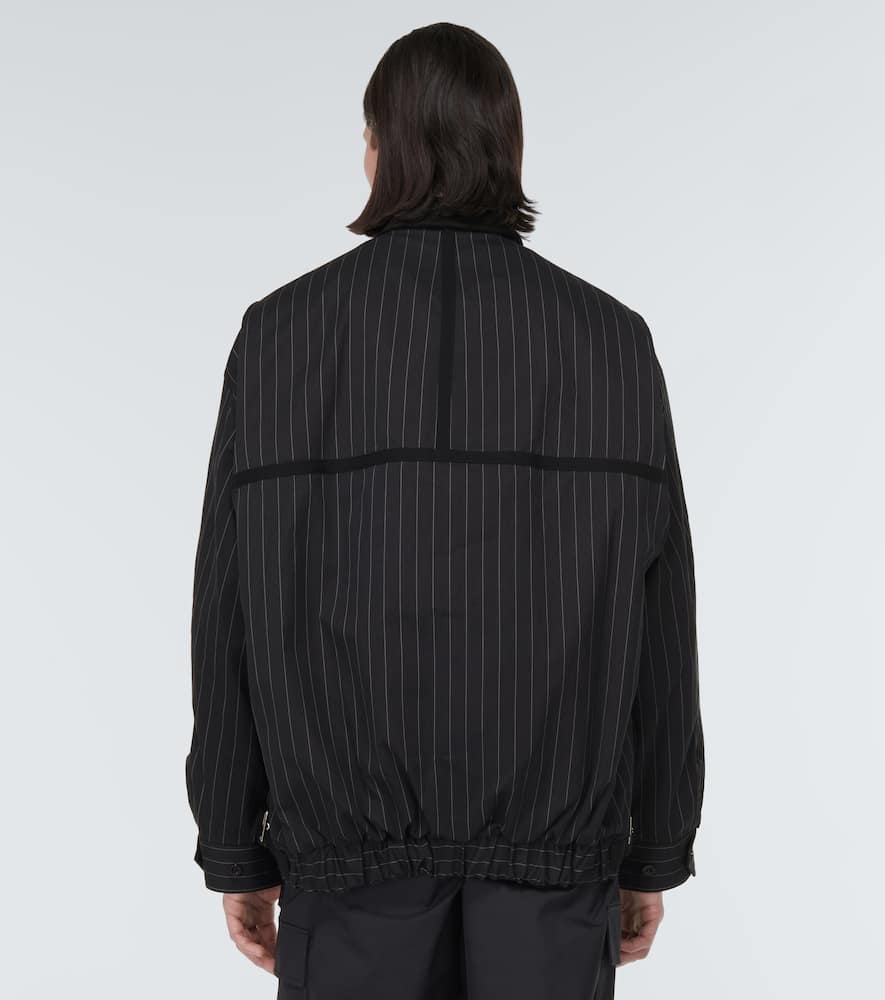 Sacai Navy Pinstriped Jacket In Navy