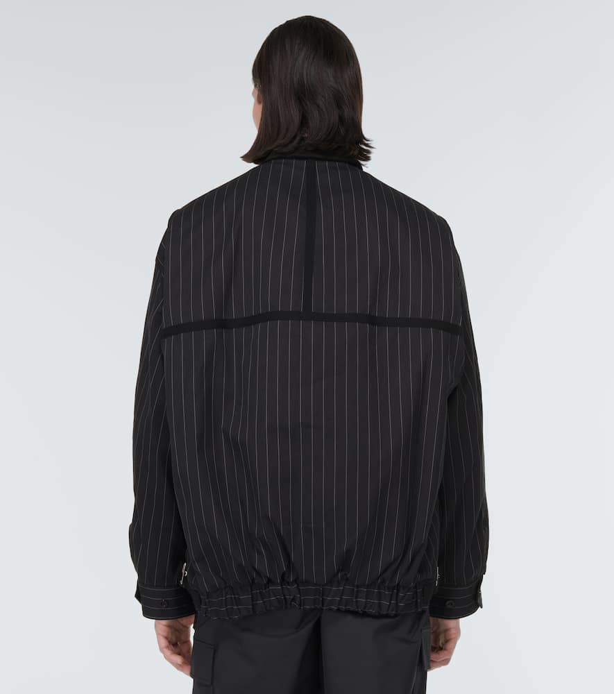 Shop Sacai Pinstriped Cotton Jacket In Navy