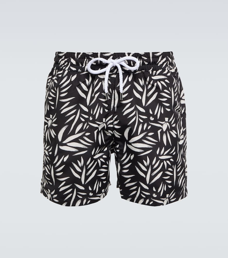 Frescobol Carioca Abstract Sport Swim Shorts In Black & Cotton White