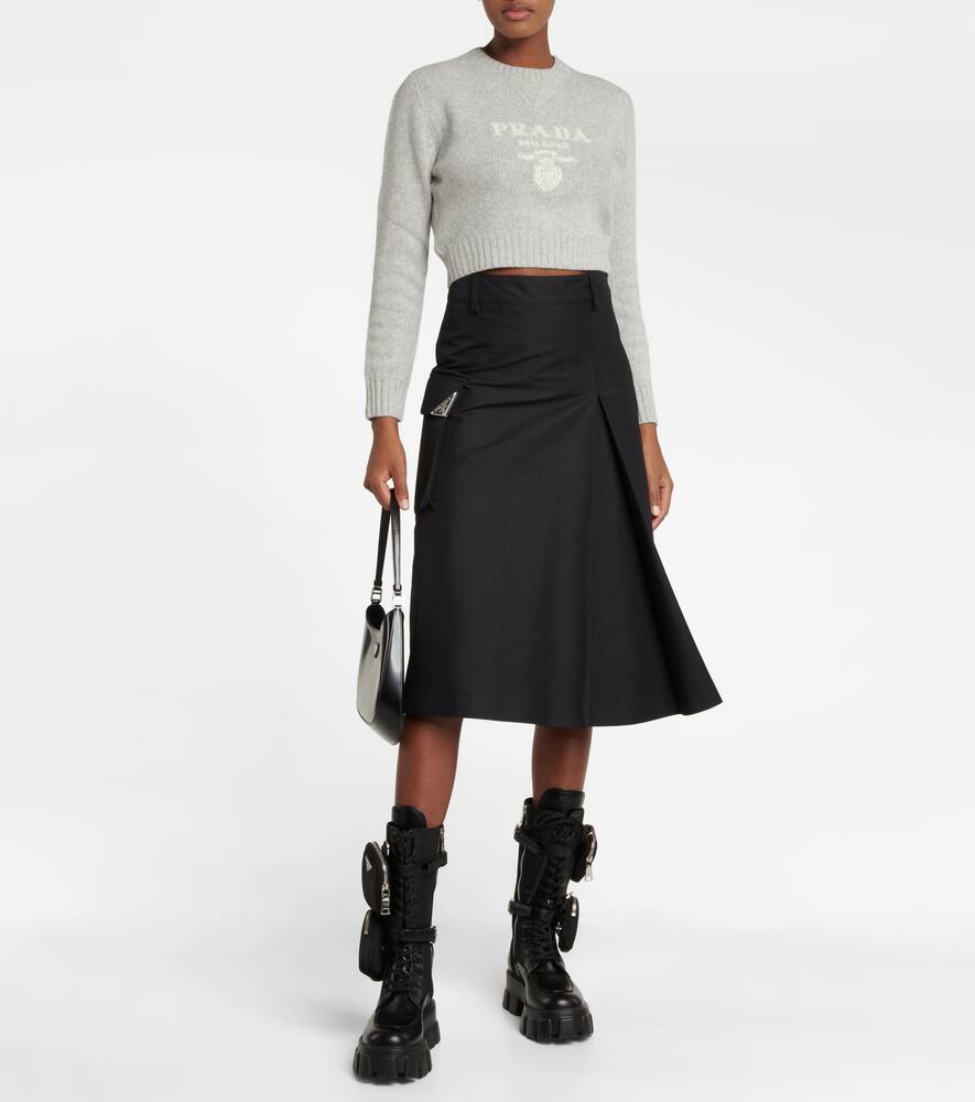 Prada Intarsia-knit Cropped Jumper In Marmo