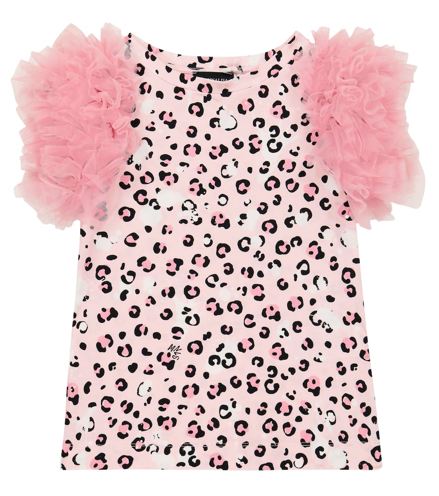 Monnalisa Kids' Printed Cotton-blend Tank Top In Pink