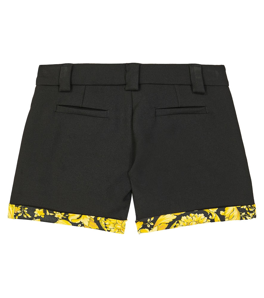 Versace Barocco-print Cotton Shorts In Black