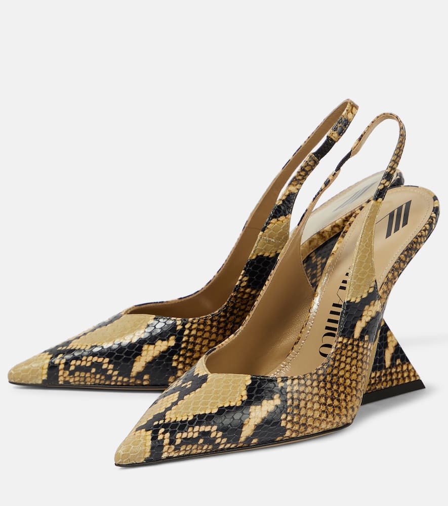 Shop Attico Cheope Snake-effect Leather Slingback Pumps In Multicoloured