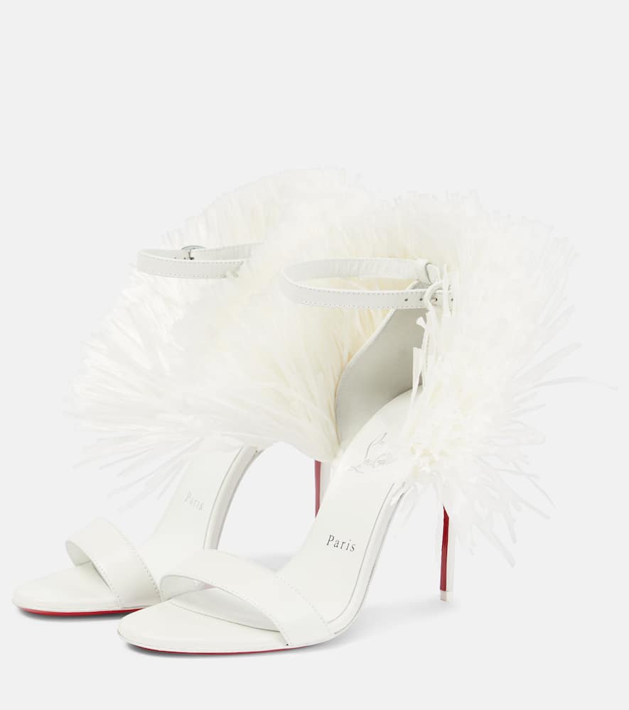 Christian Louboutin Loubigirl Raffia Sandals In Bianco/lin Bianco