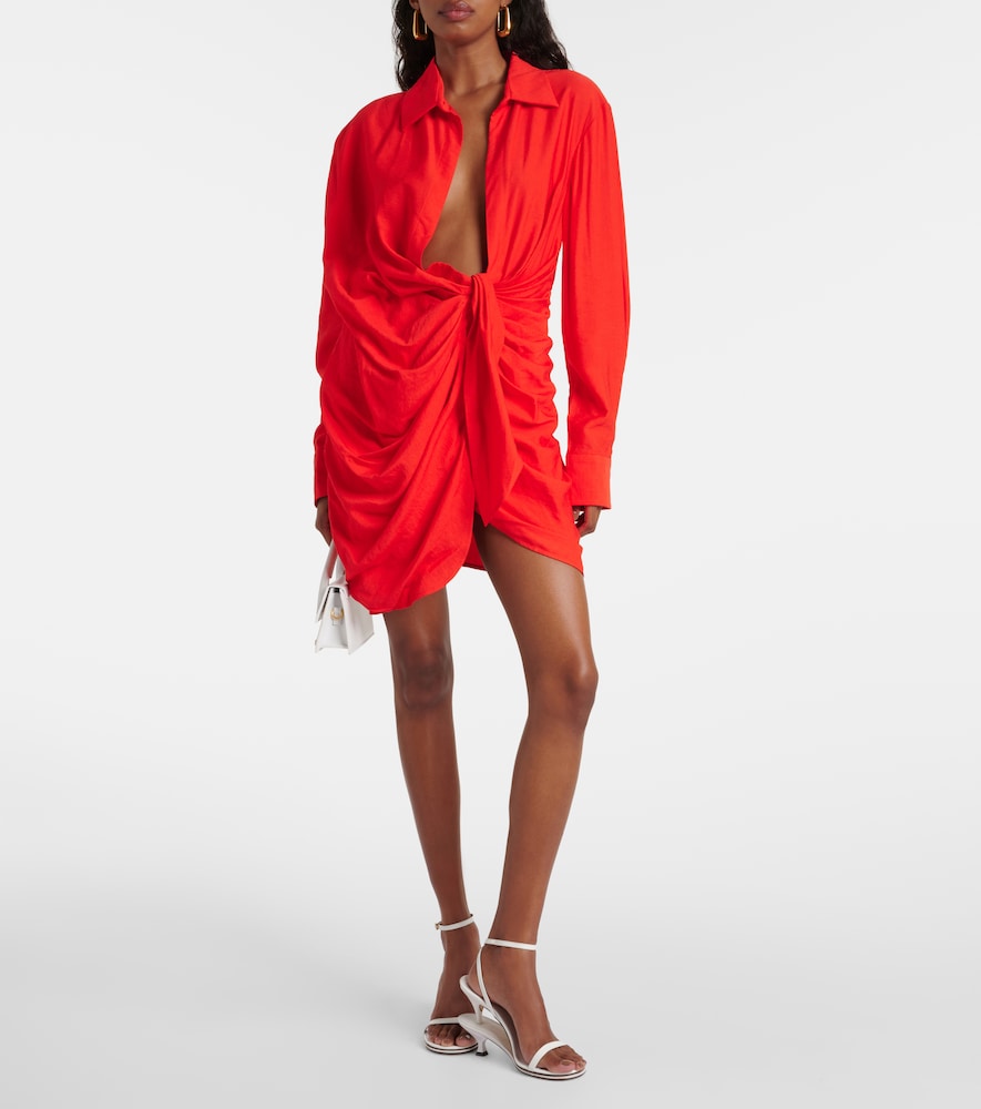 Jacquemus La Robe Bahia draped shirt dress