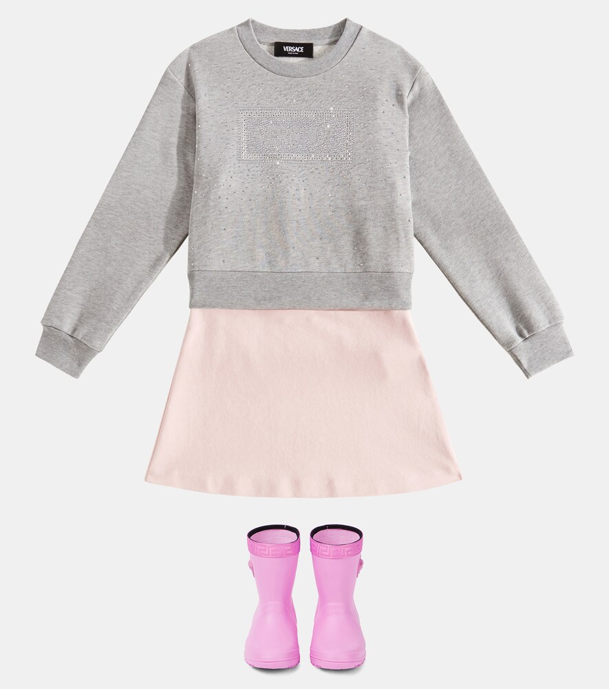  Versace Kids Versace Kids Logo Embellished Cotton Sweatshirt 