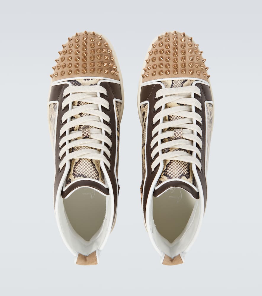 Christian Louboutin Men's Lou Spikes High-top Leather Sneakers In Multicolor