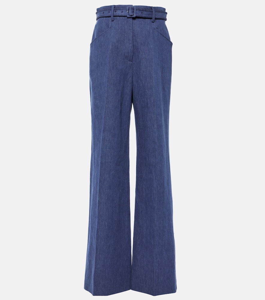 Norman cotton and linen wide-leg pants