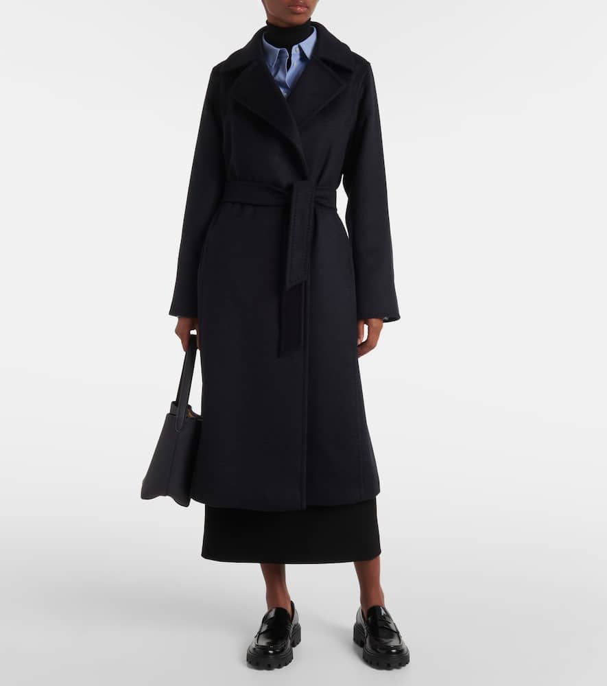 Max Mara Manuela Icon Belted Wool Coat In Blue