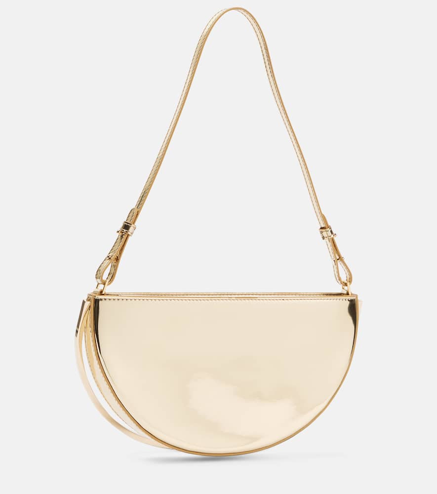 Aquazzura Purist Mini Metallic Leather Shoulder Bag In Soft Gold/light Gold